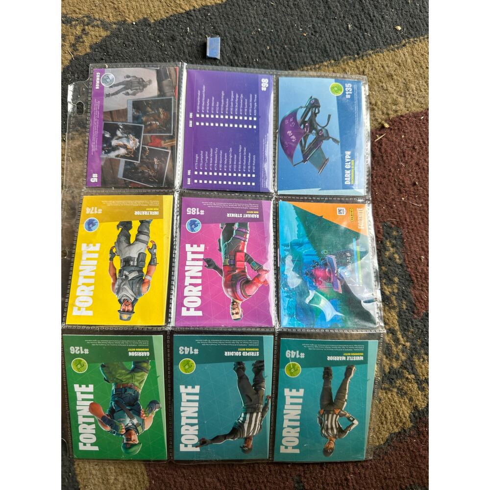 Fortnite Series 1 trading cards by Panini. These cards feature various